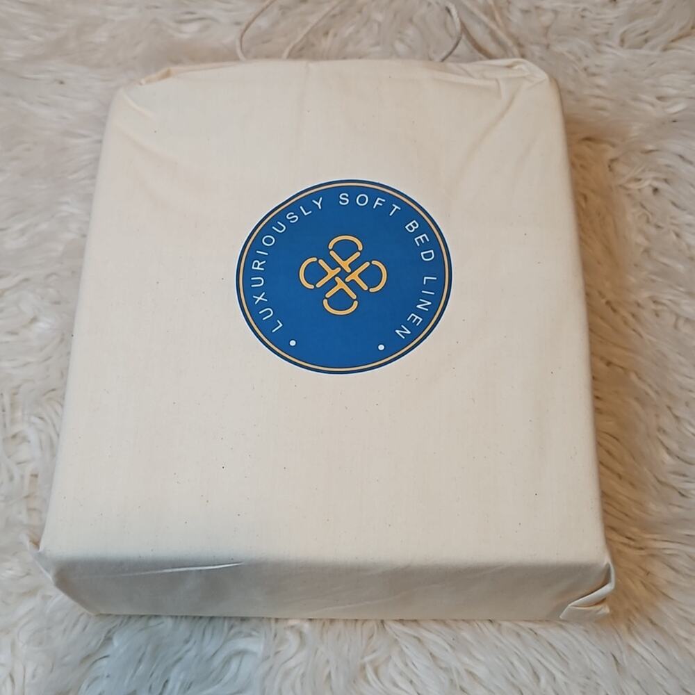 New! LinenScape White Ivory 100% Cotton Twin Sheet Set